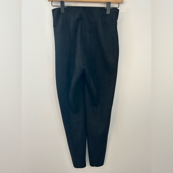 Zara Basic Black Faux Sueded Pull-On Skinny Pants, XS, Seam Detail Ankle Zippers - Picture 5 of 7